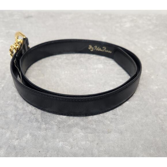 Vintage Paloma Picasso Womens Black Leather Belt with Gold-Tone Buckle-Size XS main image 10